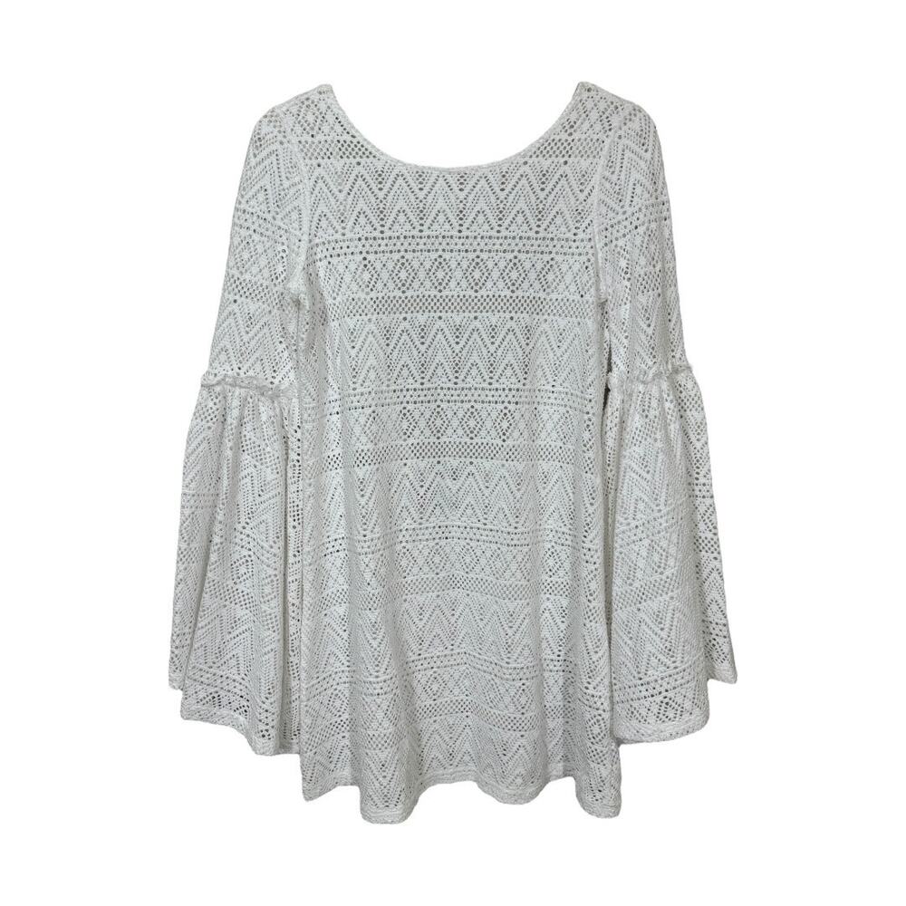 Free People Beach White Eyelet Bell Sleeve Cover Up Dress XS New Boho Tie Back